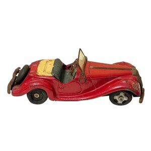 BANDAI Tin Friction Red Roadster Convertible Car 7" Japan Toy Old 50's 60's Vtg